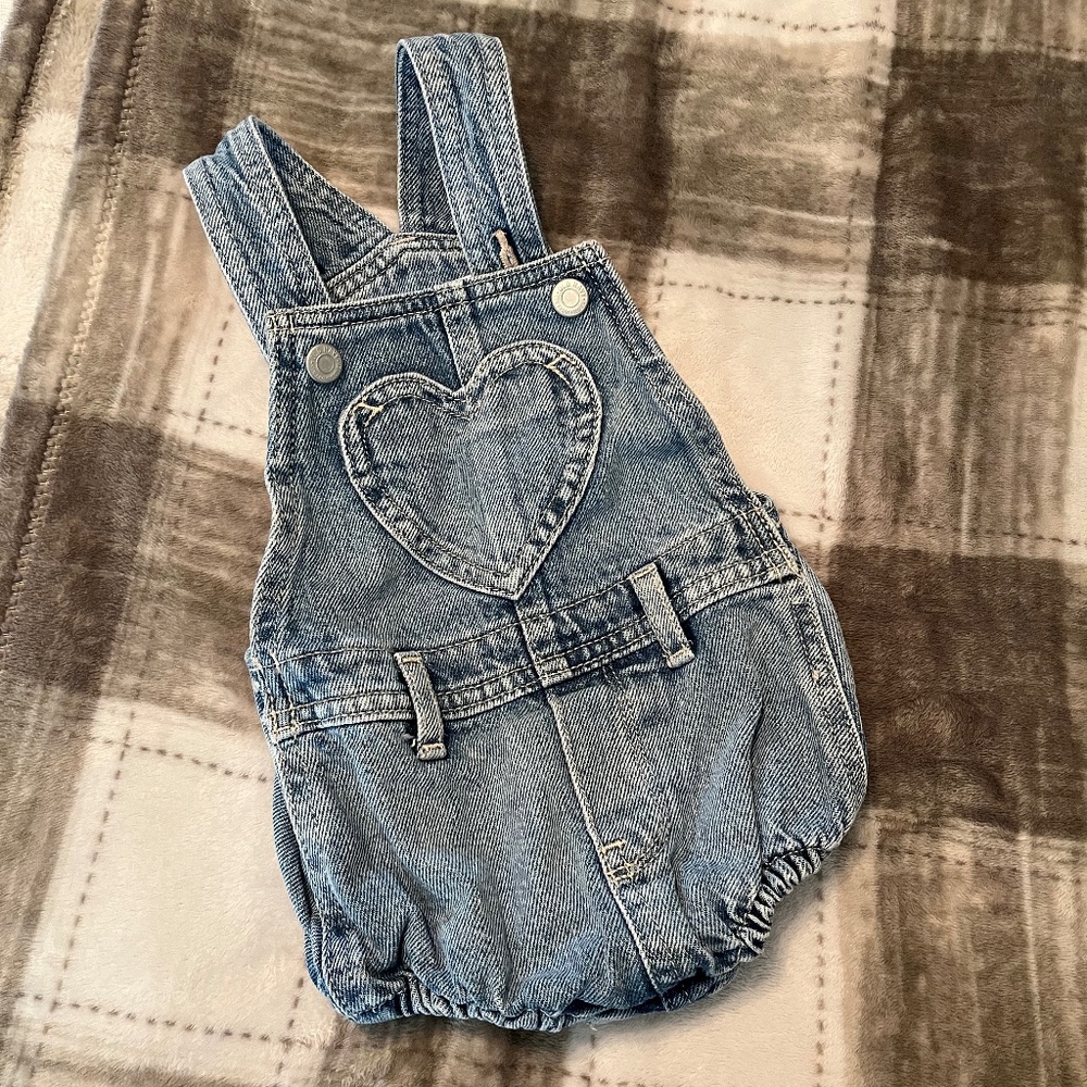 Heart denim romper